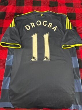 RARE Chelsea #11 Didier Drogba 2009-10 Adidas Premier League Away Jersey